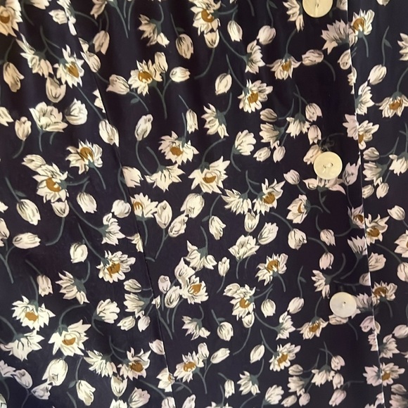 Vintage 90s Floral Blue Sleeveless Dress with Corset Style Tie in Back - Picture 4 of 7